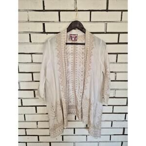 Johnny Was Jacket Womens Cami Embroidered Linen Kimono Size XS